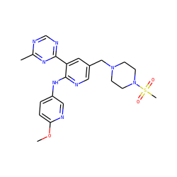 COc1ccc(Nc2ncc(CN3CCN(S(C)(=O)=O)CC3)cc2-c2ncnc(C)n2)cn1 ZINC000113151843