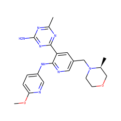 COc1ccc(Nc2ncc(CN3CCOC[C@@H]3C)cc2-c2nc(C)nc(N)n2)cn1 ZINC000113153245