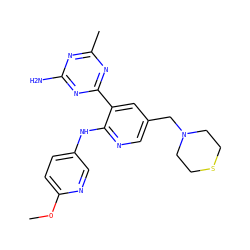 COc1ccc(Nc2ncc(CN3CCSCC3)cc2-c2nc(C)nc(N)n2)cn1 ZINC000113155517