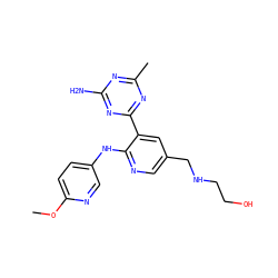 COc1ccc(Nc2ncc(CNCCO)cc2-c2nc(C)nc(N)n2)cn1 ZINC000113242666