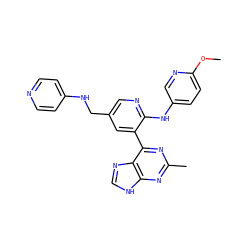 COc1ccc(Nc2ncc(CNc3ccncc3)cc2-c2nc(C)nc3[nH]cnc23)cn1 ZINC000113151596