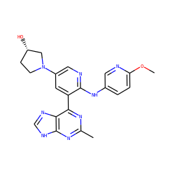 COc1ccc(Nc2ncc(N3CC[C@H](O)C3)cc2-c2nc(C)nc3[nH]cnc23)cn1 ZINC000113151506