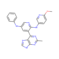 COc1ccc(Nc2ncc(Nc3ccccc3)cc2-c2nc(C)nc3[nH]cnc23)cn1 ZINC000113153135