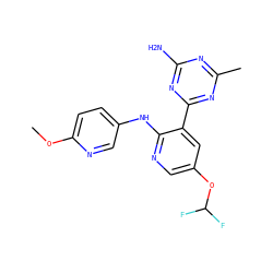 COc1ccc(Nc2ncc(OC(F)F)cc2-c2nc(C)nc(N)n2)cn1 ZINC000113149080