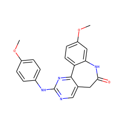 COc1ccc(Nc2ncc3c(n2)-c2ccc(OC)cc2NC(=O)C3)cc1 ZINC000045386128