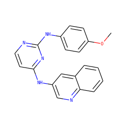 COc1ccc(Nc2nccc(Nc3cnc4ccccc4c3)n2)cc1 ZINC000034054117