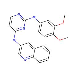 COc1ccc(Nc2nccc(Nc3cnc4ccccc4c3)n2)cc1OC ZINC000038445580
