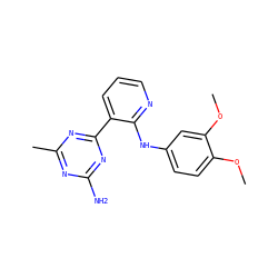 COc1ccc(Nc2ncccc2-c2nc(C)nc(N)n2)cc1OC ZINC000113232840