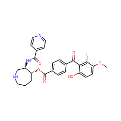 COc1ccc(O)c(C(=O)c2ccc(C(=O)O[C@@H]3CCCNC[C@H]3NC(=O)c3ccncc3)cc2)c1F ZINC000013559688