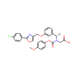 COc1ccc(OC(=O)N(CC(=O)O)[C@@H](C)c2cccc(OCc3coc(-c4ccc(Cl)cc4)n3)c2)cc1 ZINC000049780465
