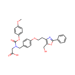 COc1ccc(OC(=O)N(CC(=O)O)Cc2ccc(OCCc3nc(-c4ccccc4)oc3CO)cc2)cc1 ZINC000029042771