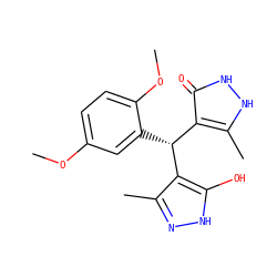 COc1ccc(OC)c([C@@H](c2c(C)n[nH]c2O)c2c(C)[nH][nH]c2=O)c1 ZINC000003908699