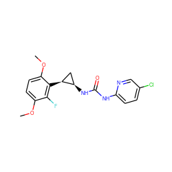 COc1ccc(OC)c([C@H]2C[C@H]2NC(=O)Nc2ccc(Cl)cn2)c1F ZINC000006484088