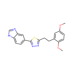 COc1ccc(OC)c(CCc2nnc(-c3ccc4[nH]cnc4c3)s2)c1 ZINC000118805317