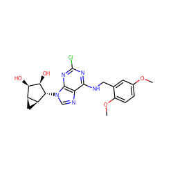 COc1ccc(OC)c(CNc2nc(Cl)nc3c2ncn3[C@H]2[C@H](O)[C@H](O)[C@@H]3C[C@@H]32)c1 ZINC000040949287
