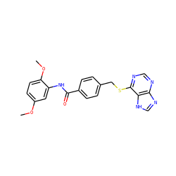 COc1ccc(OC)c(NC(=O)c2ccc(CSc3ncnc4nc[nH]c34)cc2)c1 ZINC000018181177