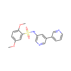 COc1ccc(OC)c(S(=O)(=O)Nc2cncc(-c3cccnc3)c2)c1 ZINC000221575699