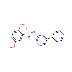 COc1ccc(OC)c(S(=O)(=O)Nc2cncc(-c3ccncc3)c2)c1 ZINC000221583290