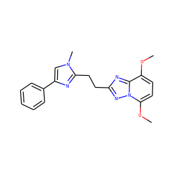 COc1ccc(OC)n2nc(CCc3nc(-c4ccccc4)cn3C)nc12 ZINC000113423529