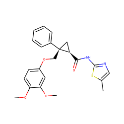 COc1ccc(OC[C@@]2(c3ccccc3)C[C@H]2C(=O)Nc2ncc(C)s2)cc1OC ZINC000200410034