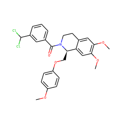 COc1ccc(OC[C@@H]2c3cc(OC)c(OC)cc3CCN2C(=O)c2cccc(C(Cl)Cl)c2)cc1 ZINC000096271947