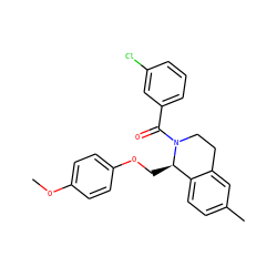 COc1ccc(OC[C@@H]2c3ccc(C)cc3CCN2C(=O)c2cccc(Cl)c2)cc1 ZINC000096271975