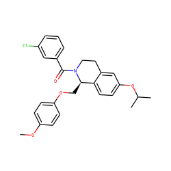 COc1ccc(OC[C@@H]2c3ccc(OC(C)C)cc3CCN2C(=O)c2cccc(Cl)c2)cc1 ZINC001772622565