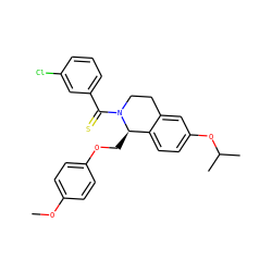 COc1ccc(OC[C@@H]2c3ccc(OC(C)C)cc3CCN2C(=S)c2cccc(Cl)c2)cc1 ZINC001772586477