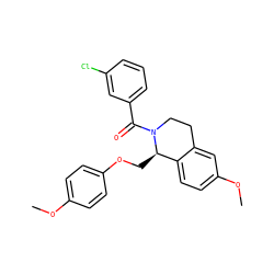 COc1ccc(OC[C@@H]2c3ccc(OC)cc3CCN2C(=O)c2cccc(Cl)c2)cc1 ZINC000096271985