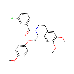 COc1ccc(OC[C@H]2c3cc(OC)c(OC)cc3CCN2C(=O)c2cccc(Cl)c2)cc1 ZINC000003006645