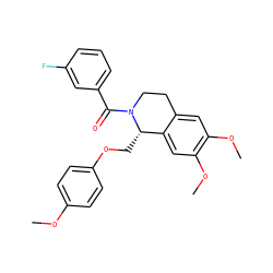 COc1ccc(OC[C@H]2c3cc(OC)c(OC)cc3CCN2C(=O)c2cccc(F)c2)cc1 ZINC000003006321