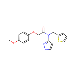 COc1ccc(OCC(=O)N(Cc2cccs2)c2cc[nH]n2)cc1 ZINC001772643211