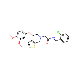 COc1ccc(OCCN(CC(=O)NCc2ccccc2Cl)Cc2cccs2)cc1OC ZINC000040937138