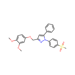 COc1ccc(OCc2cc(-c3ccccc3)n(-c3ccc(S(C)(=O)=O)cc3)n2)cc1OC ZINC000013585691