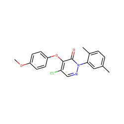 COc1ccc(Oc2c(Cl)cnn(-c3cc(C)ccc3C)c2=O)cc1 ZINC000066129477