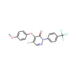 COc1ccc(Oc2c(Cl)cnn(-c3ccc(C(F)(F)F)cc3)c2=O)cc1 ZINC000095560592