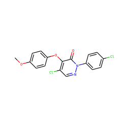 COc1ccc(Oc2c(Cl)cnn(-c3ccc(Cl)cc3)c2=O)cc1 ZINC000001023867