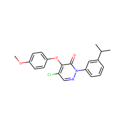 COc1ccc(Oc2c(Cl)cnn(-c3cccc(C(C)C)c3)c2=O)cc1 ZINC000066136354