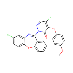 COc1ccc(Oc2c(Cl)cnn(C3=Nc4cc(Cl)ccc4Oc4ccccc43)c2=O)cc1 ZINC000095595641