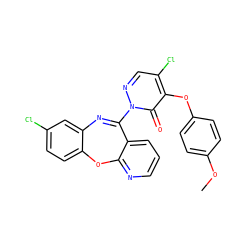 COc1ccc(Oc2c(Cl)cnn(C3=Nc4cc(Cl)ccc4Oc4ncccc43)c2=O)cc1 ZINC000073372721
