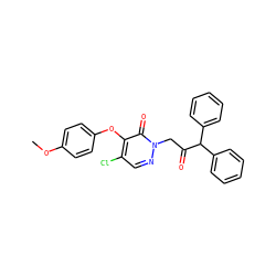 COc1ccc(Oc2c(Cl)cnn(CC(=O)C(c3ccccc3)c3ccccc3)c2=O)cc1 ZINC000095595096