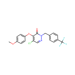 COc1ccc(Oc2c(Cl)cnn(Cc3ccc(C(F)(F)F)cc3)c2=O)cc1 ZINC000095593058