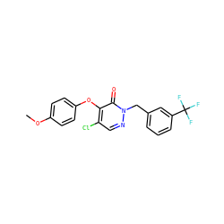 COc1ccc(Oc2c(Cl)cnn(Cc3cccc(C(F)(F)F)c3)c2=O)cc1 ZINC000095595087