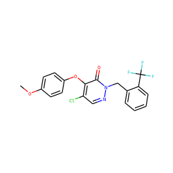 COc1ccc(Oc2c(Cl)cnn(Cc3ccccc3C(F)(F)F)c2=O)cc1 ZINC000095595600