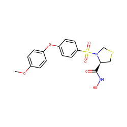 COc1ccc(Oc2ccc(S(=O)(=O)N3CSC[C@H]3C(=O)NO)cc2)cc1 ZINC000073312748