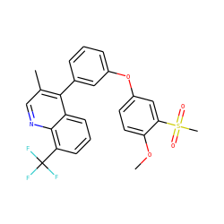 COc1ccc(Oc2cccc(-c3c(C)cnc4c(C(F)(F)F)cccc34)c2)cc1S(C)(=O)=O ZINC000045388881