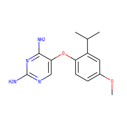 COc1ccc(Oc2cnc(N)nc2N)c(C(C)C)c1 ZINC000035282070