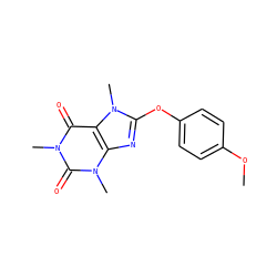 COc1ccc(Oc2nc3c(c(=O)n(C)c(=O)n3C)n2C)cc1 ZINC000000500499