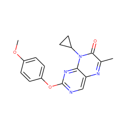 COc1ccc(Oc2ncc3nc(C)c(=O)n(C4CC4)c3n2)cc1 ZINC000004238474
