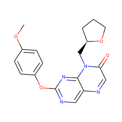 COc1ccc(Oc2ncc3ncc(=O)n(C[C@H]4CCCO4)c3n2)cc1 ZINC000004238456